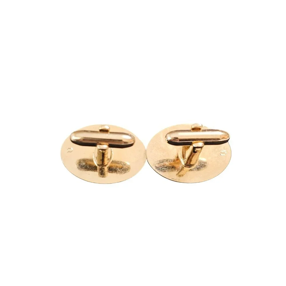 Hickok Mens‎ Gold-Tone & Faux Pearl Oval Cufflinks U.S.A. Made